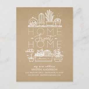 Home Sweet Home Succulent Moving Announcement Postcard