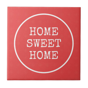 Home sweet home text pink orange ceramic tile