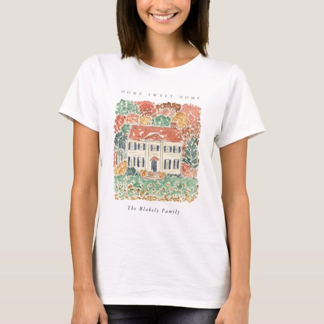 Home Sweet Home Thanksgiving Autumn Georgian House T-Shirt (Front)