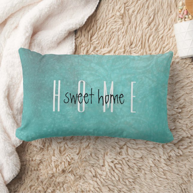 Home Sweet Home Turquoise Lumbar Cushion (Blanket)