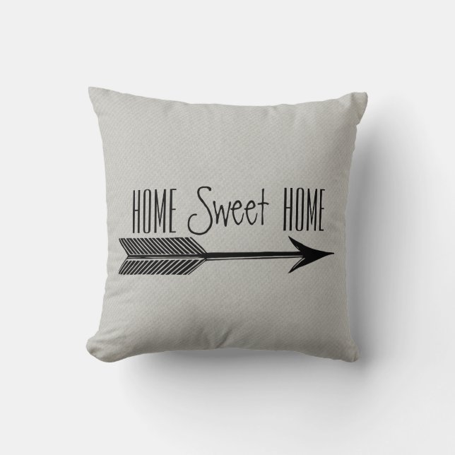 Home Sweet Home Typography With Arrow Cushion (Front)