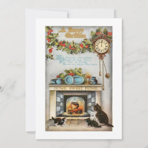 Home Sweet Home Vintage Christmas Hearth Holiday Card