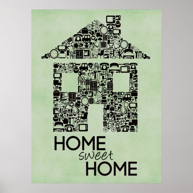 Home Sweet Home Wall Art Canvas Poster (Front)