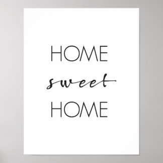 Home Sweet Home, Wall Art Print, Typography Poster