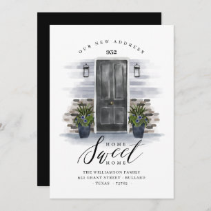 Home Sweet Home   We've Moved Grey Watercolor Door Announcement