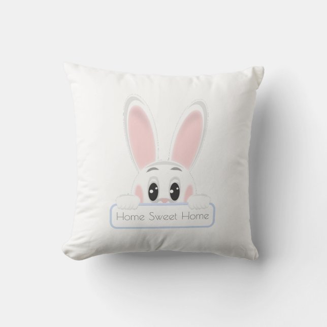 Home Sweet Home White Bunny Cushion (Front)
