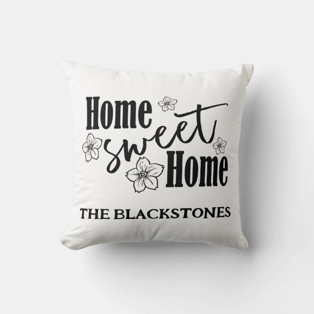 Home Sweet Home White  Throw Pillow (Front)