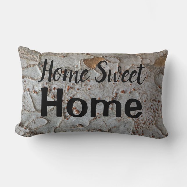 Home Sweet Home White Tree Bark Photo Nature Lumbar Cushion (Front)