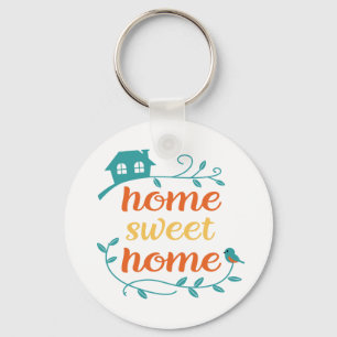 Home Sweet Home with Bird and House Key Ring