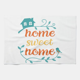 Home Sweet Home with Bird and House Tea Towel