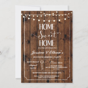 Home Sweet Home Wood Housewarming Invitation
