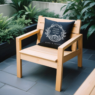 Home Sweet Home, Wreath Design & Coordinates Black Cushion