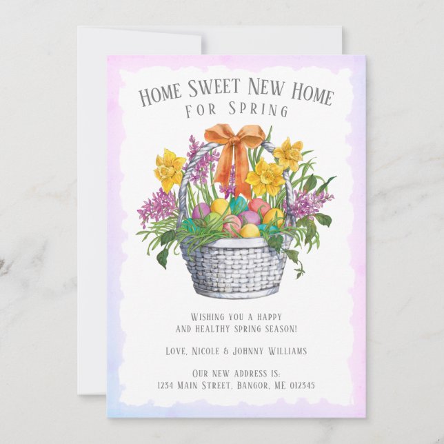 Home Sweet New Home Floral Easter Basket Moving Announcement (Front)