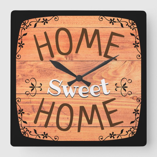 Home Sweet Square Wall Clock (Front)