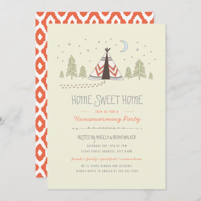 Home Sweet Tipi Housewarming Invite (Front/Back)