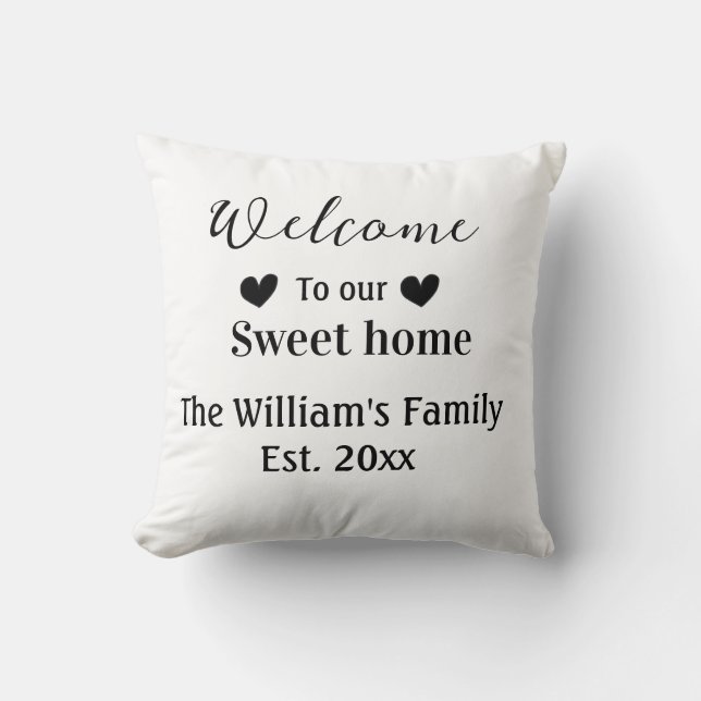 Home sweet welcome add family name year d cushion (Front)