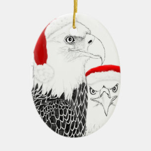 HOME SWFL EAGLE NEST PORTRAIT OF LOVE SANTA HATS CERAMIC ORNAMENT