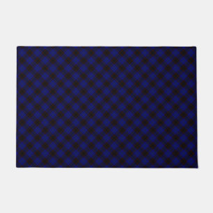 Home tartan blue black plaid doormat