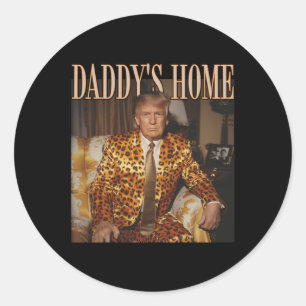 Home Trump Shirt Trump 2024 Leopard Funny Maga  Classic Round Sticker
