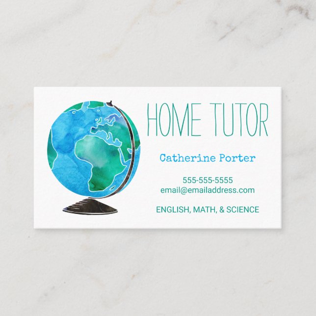 Home Tutor Appointment Reminder Globe Card (Front)