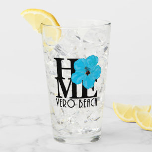 HOME Vero Beach Blue Hibiscus Glass