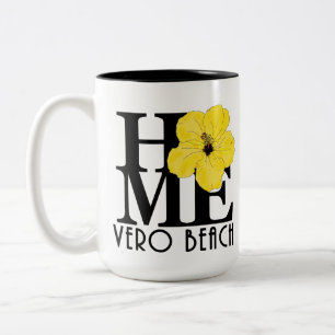 HOME Vero Beach Yellow Hibiscus 15oz Two-Tone Coffee Mug