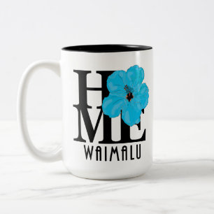 HOME Waimalu Blue Hibiscus 15oz Two-Tone Coffee Mug