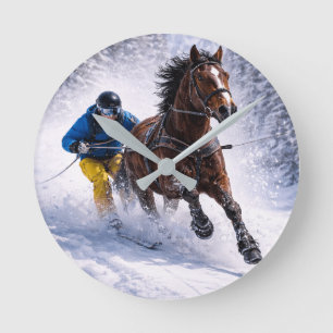 Home Wall Art Clocks Winter Horse