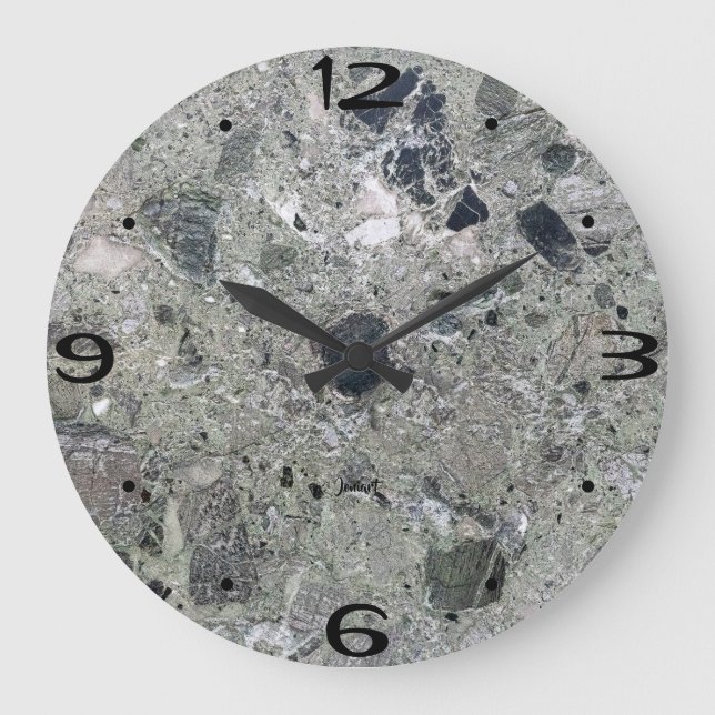 Home Wall Room Art Polished Rock Mosaic Textured Large Clock (Front)