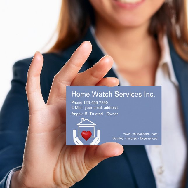 Home Watch Services Simple Business Cards (Creator Uploaded)