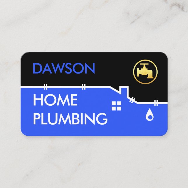 Home Water Pipe Plumbing Frame Business Card (Front)