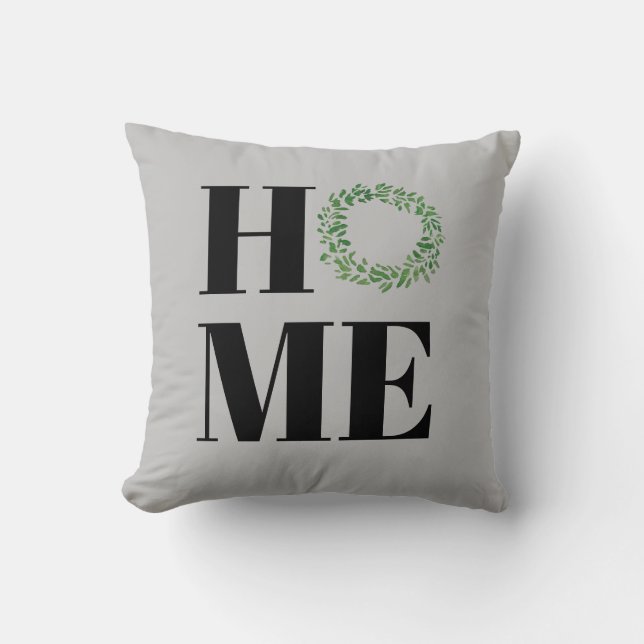 Home Welcome Wreath Throw Pillow (Front)