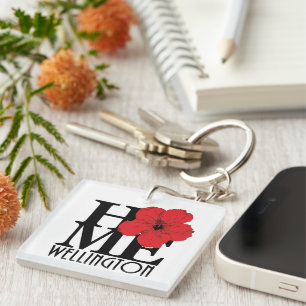 HOME Wellington Florida Red Hibiscus Key Ring
