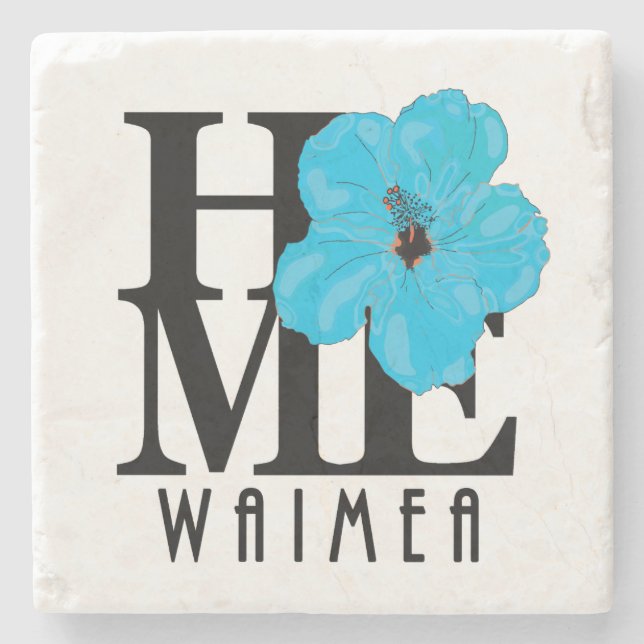 HOME Wiamea Blue Hibiscus Stone Coaster (Front)