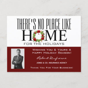 Home With Wreath Red Postcard
