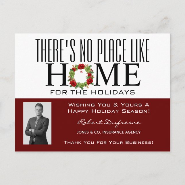 Home With Wreath Red Postcard (Front)