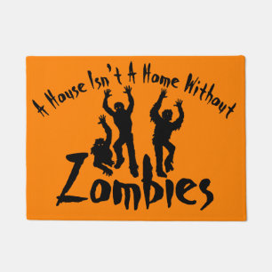 Home with Zombies Halloween Decor Doormat