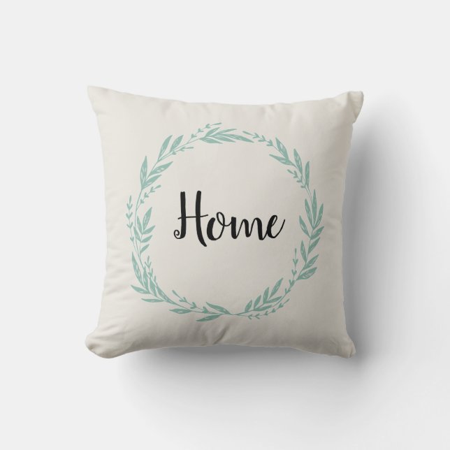 Home Wreath Throw Pillow (Front)