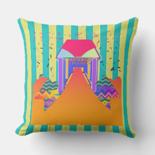 Home Yellow Aqua Stripe Cushion