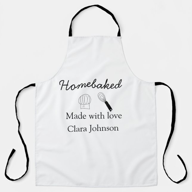 Homebaked bakery made with love add name details apron (Front)