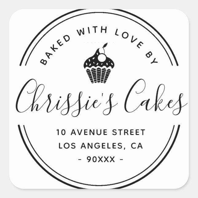 homebaked script lettering square sticker (Front)