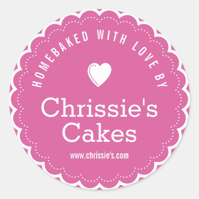 homebaked with love bakery purple personalised  classic round sticker (Front)