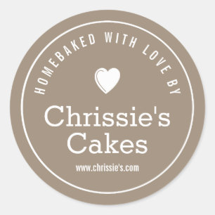 homebaked with love craft bakery personalised classic round sticker