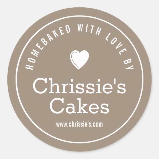 homebaked with love craft bakery personalised  classic round sticker (Front)