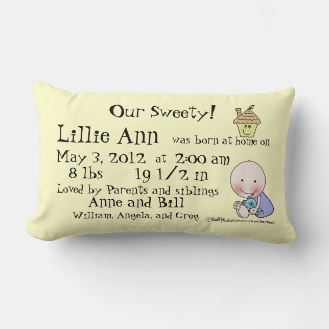 Homebirth Announcement Info American MoJo Pillows (Front)
