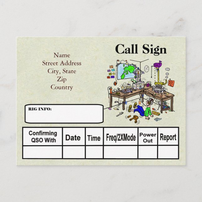 Homebrew Shack Explosion Ham Radio QSL Card (Front)