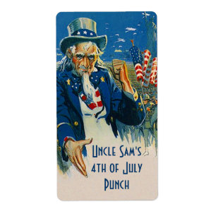 Homebrewing Beer Bottle Label Uncle Sam 4th July
