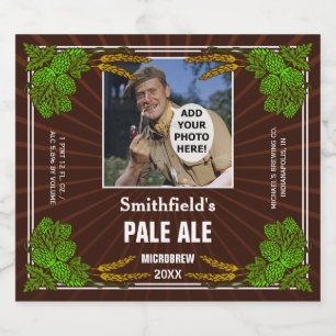 Homebrewing Beer Brewer Hops Custom Photo Brown Bottle Label