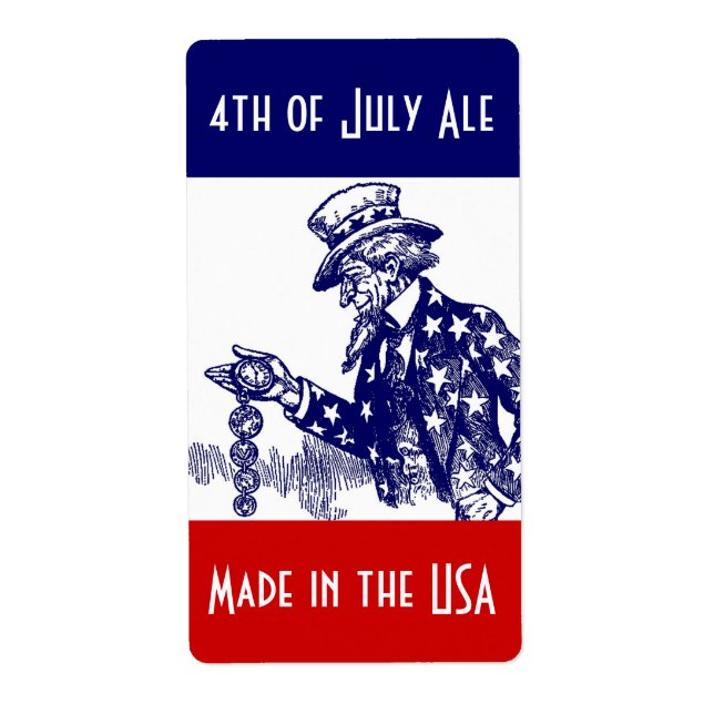 Homebrewing Beer Labels for 4th of July Uncle Sam (Front)