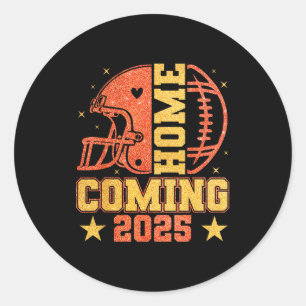 Homecoming 2025 Hoco Football Mama Girl Orange Gol Classic Round Sticker